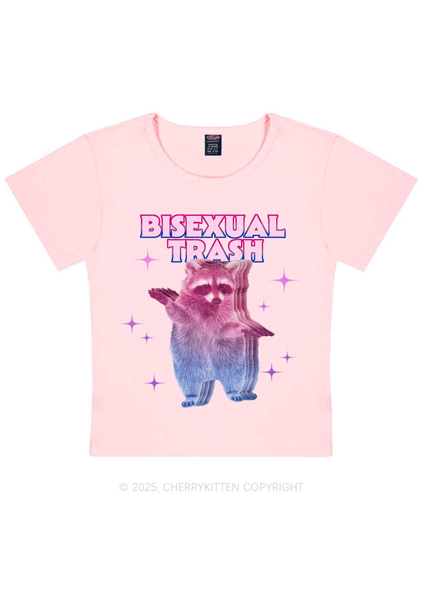 Bisexual Trash Raccoon Pride Y2K Baby Tee Cherrykitten
