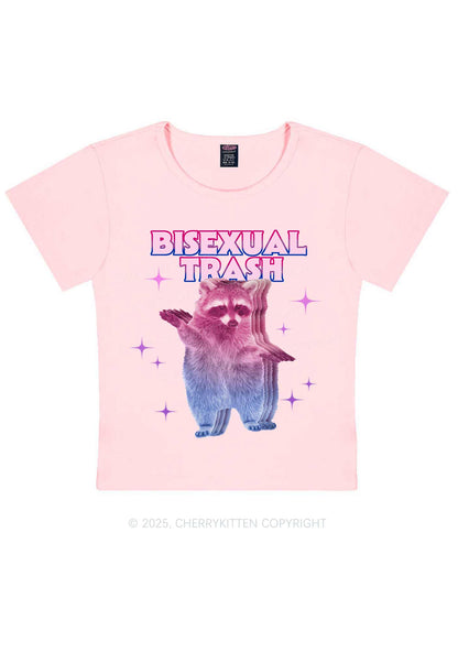 Bisexual Trash Raccoon Pride Y2K Baby Tee Cherrykitten