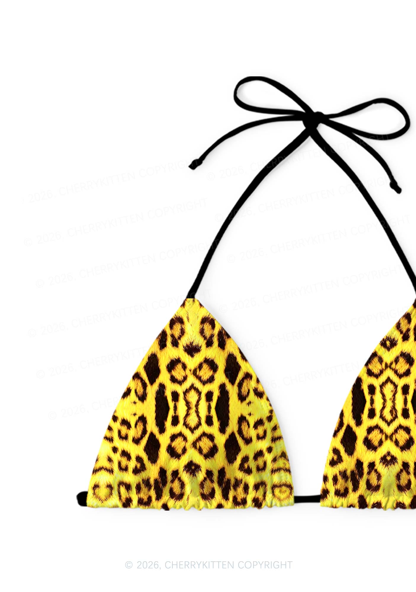 Yellow Leopard Y2K Print Bikini Set Cherrykitten