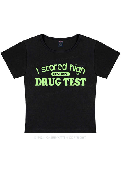 Scored High On Drxg Test Y2K Baby Tee Cherrykitten
