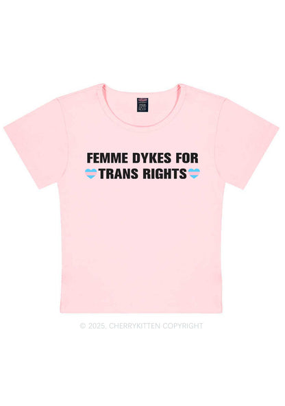 Femme Dykes For Trans Rights Y2K Baby Tee Cherrykitten