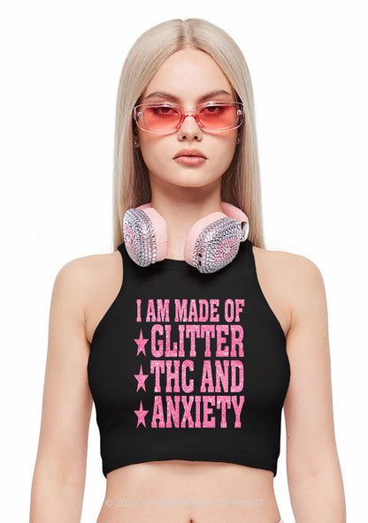 Made Of Glitter Thc Anxiety Y2K Crop Tank Top Cherrykitten