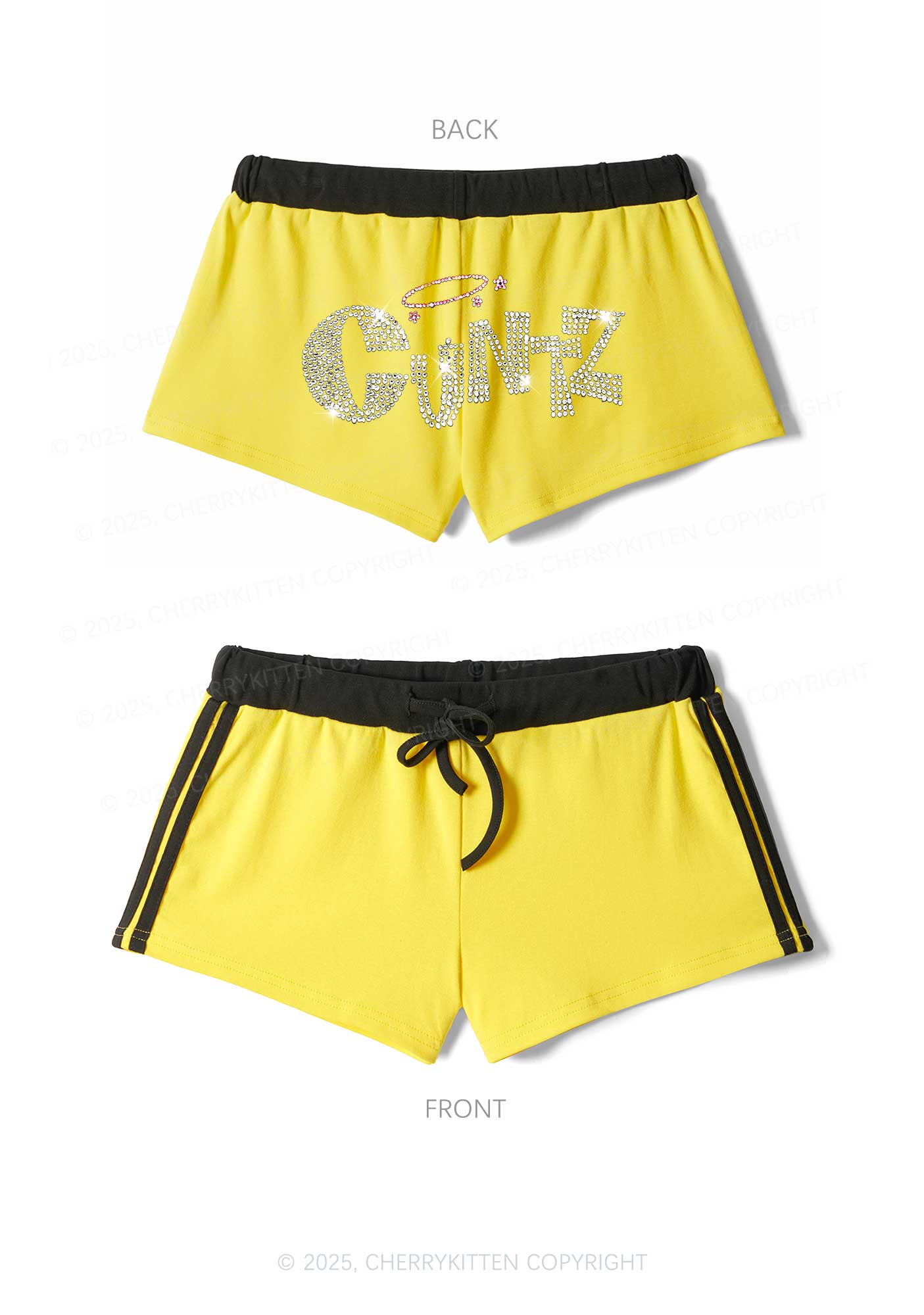 Rhinestone Cxntz Y2K Drawstring Mini Shorts Cherrykitten