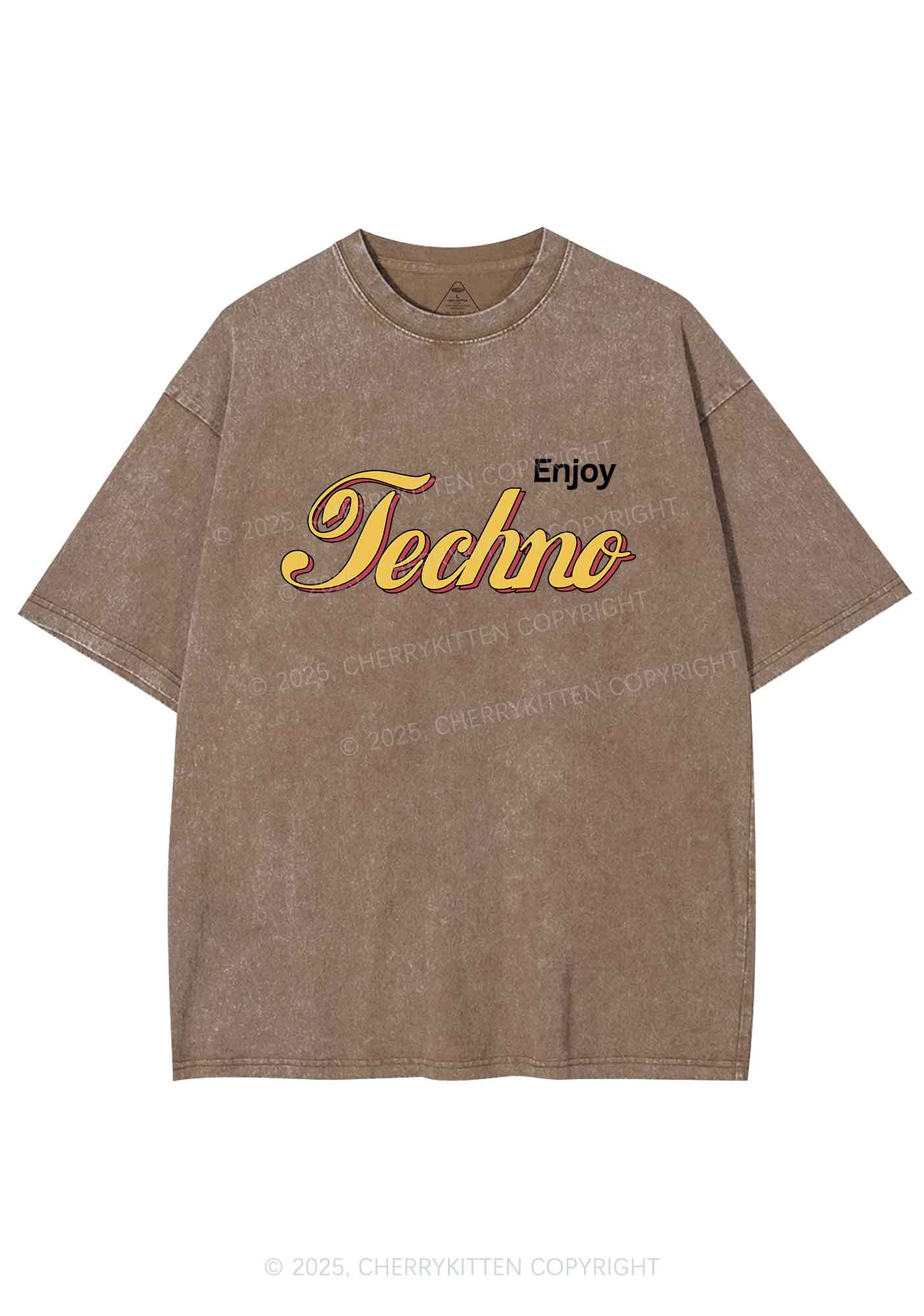Enjoy Techno Y2K Shirts Washed Tee Cherrykitten