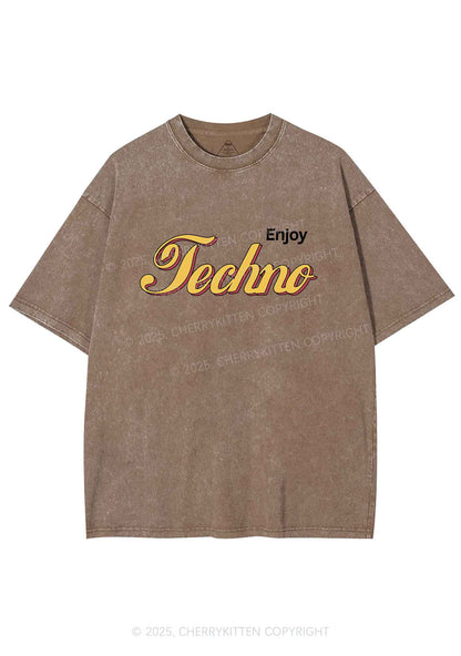 Enjoy Techno Y2K Shirts Washed Tee Cherrykitten