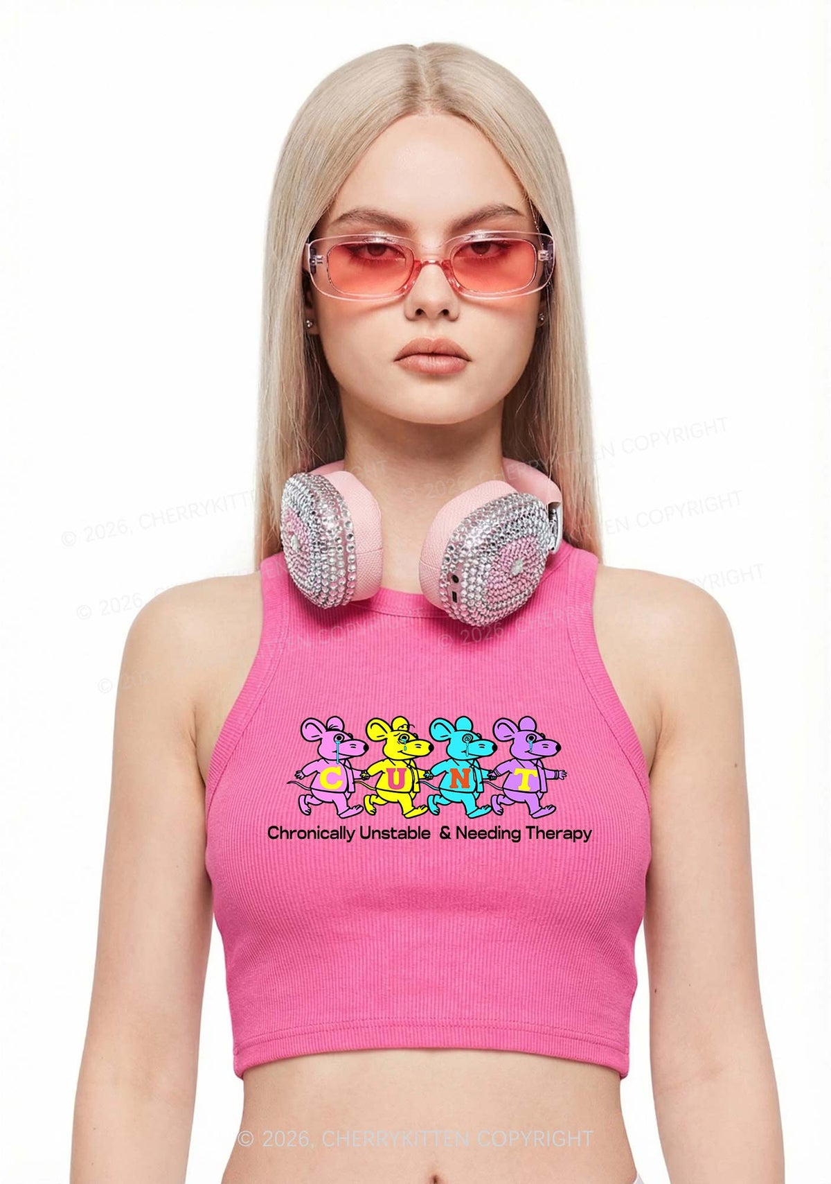 Chronically Unstable Needing Therapy Y2K Crop Tank Top Cherrykitten