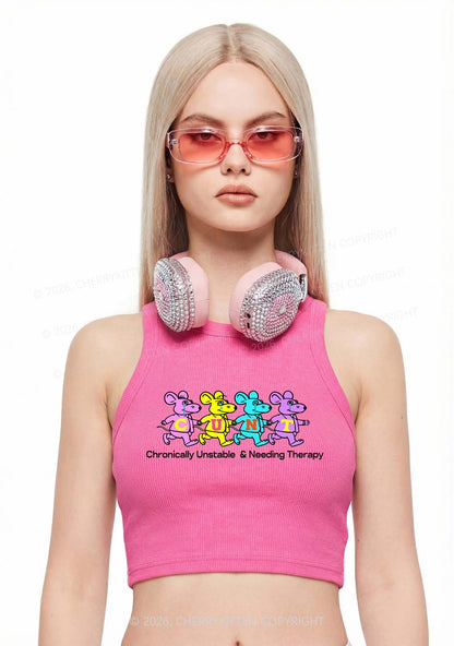 Chronically Unstable Needing Therapy Y2K Crop Tank Top Cherrykitten