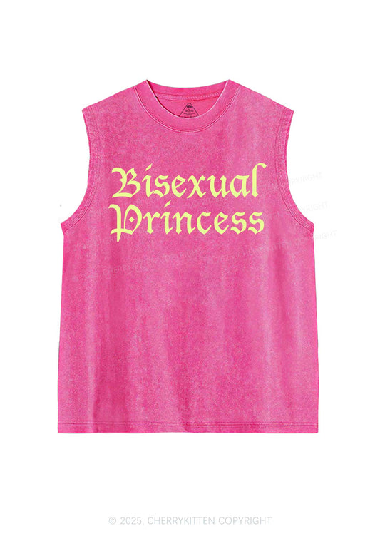 Bisexual Princess Pride Y2K Washed Muscle Tank Cherrykitten