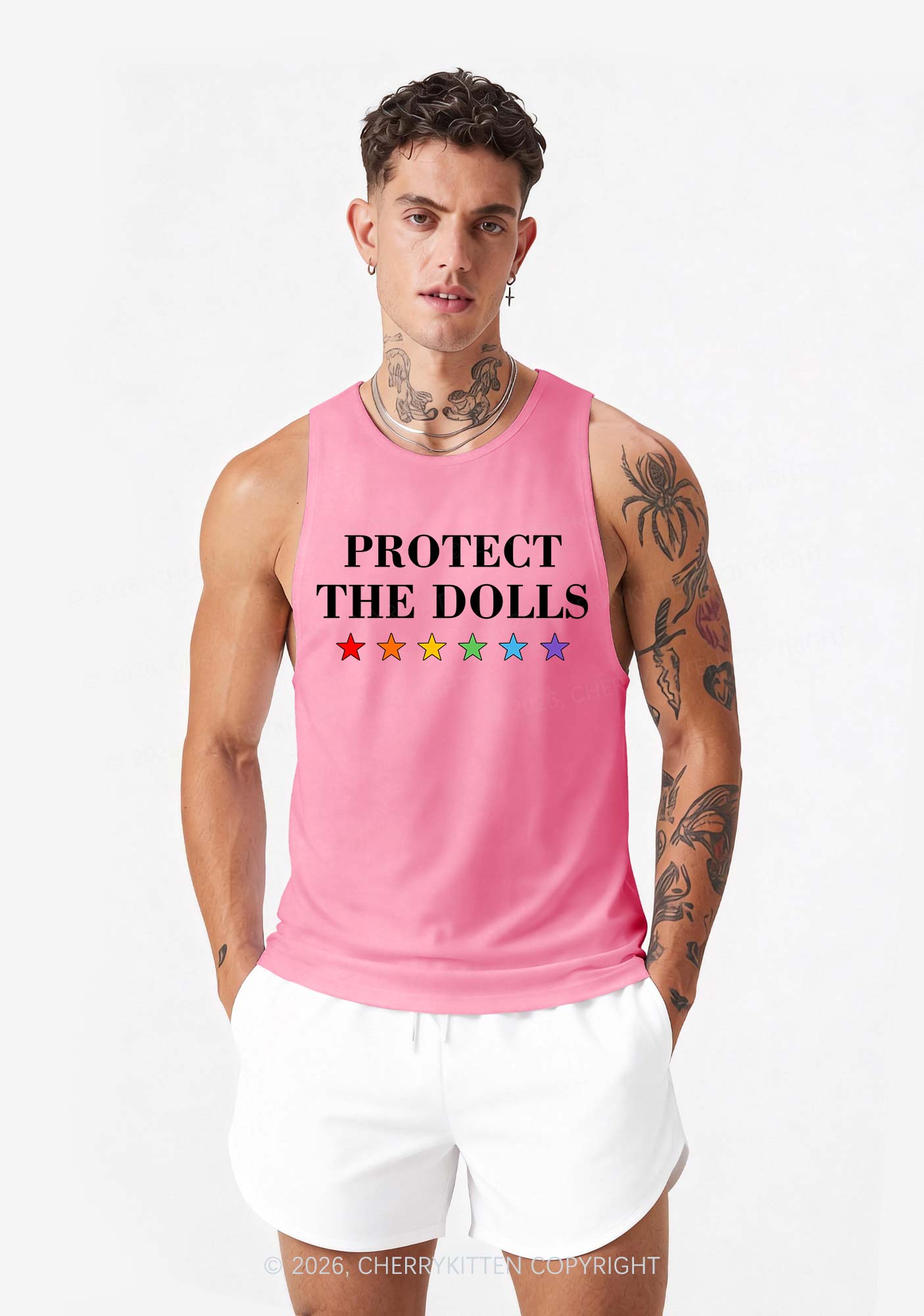 Protect The Dolls Pride Y2K Men Racerback Tank Top Cherrykitten
