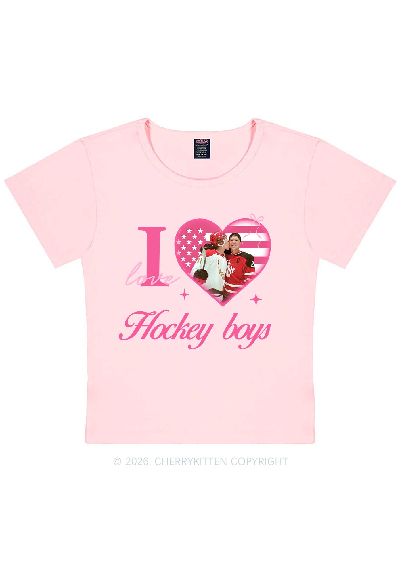 I Love US Hockey Boys HR Y2K Baby Tee Cherrykitten