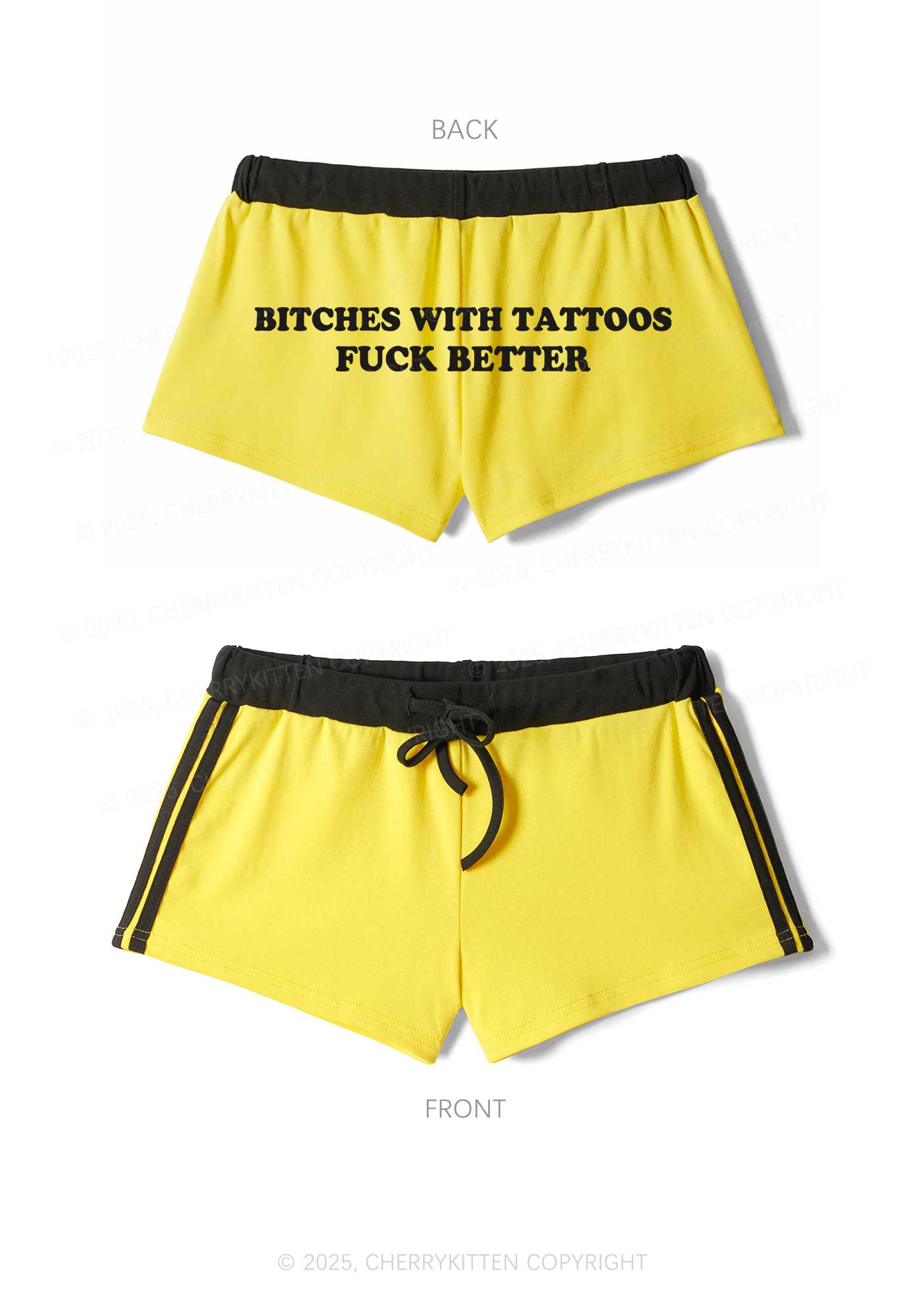 Bxxches With Tattoos Fxxk Better Y2K Drawstring Mini Shorts Cherrykitten