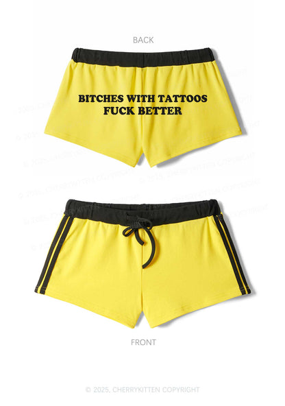 Bxxches With Tattoos Fxxk Better Y2K Drawstring Mini Shorts Cherrykitten