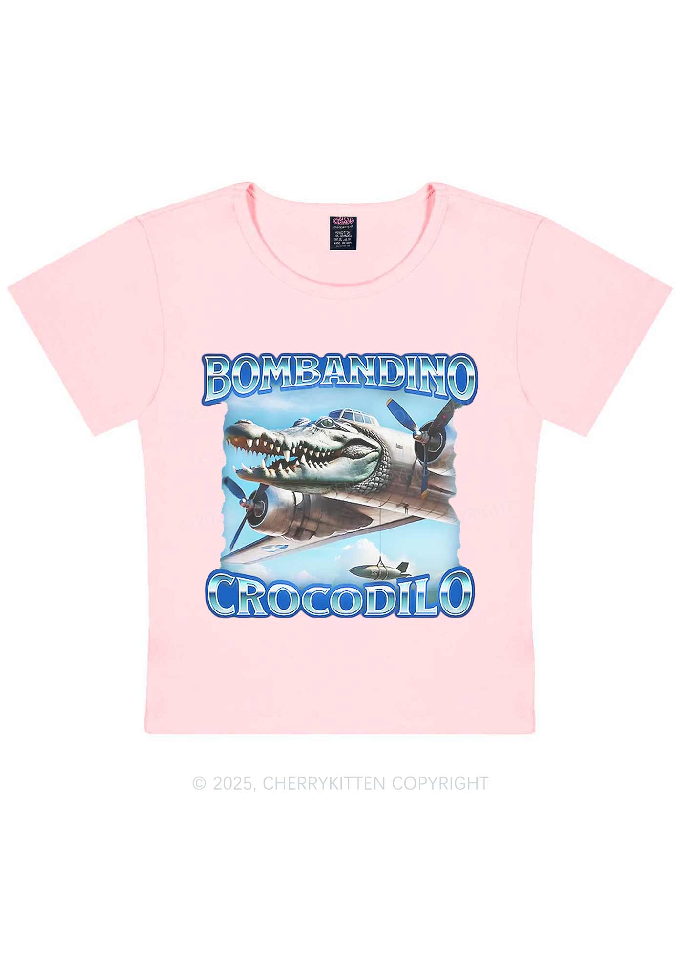 Bombandino Crocodilo Italian Brainrot Shirt Y2K Baby Tee Cherrykitten