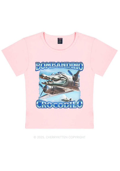 Bombandino Crocodilo Italian Brainrot Shirt Y2K Baby Tee Cherrykitten