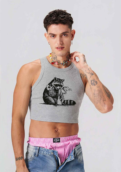 Stoned Raccoon Y2K Crop Tank Top Cherrykitten