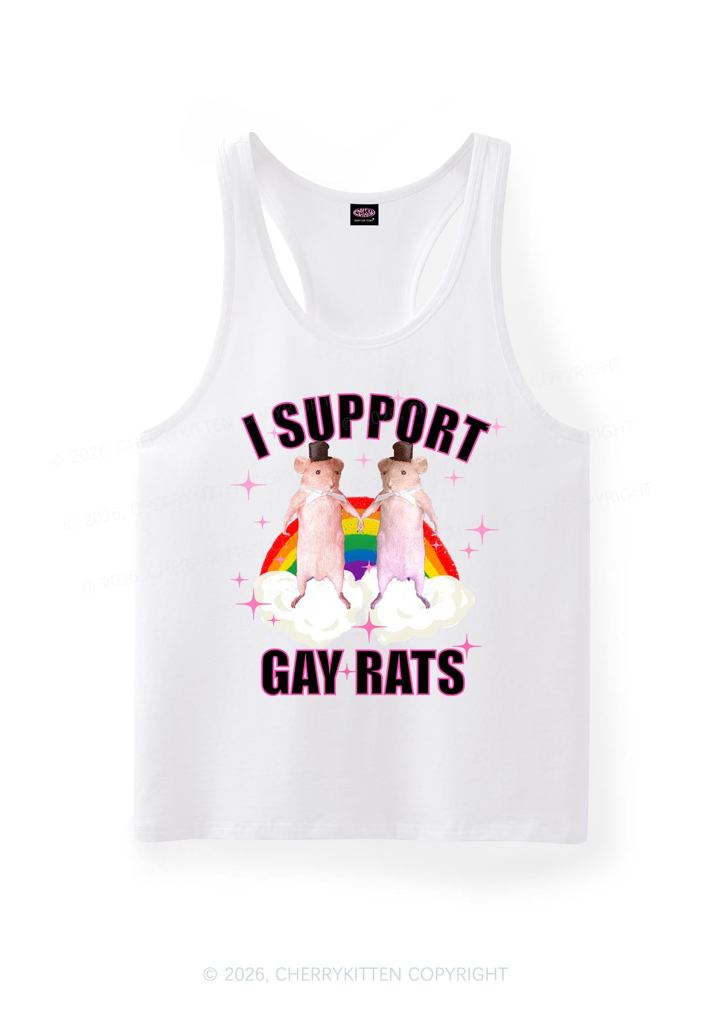 Support Gay Rats Pride Y2K Men Racerback Tank Top Cherrykitten