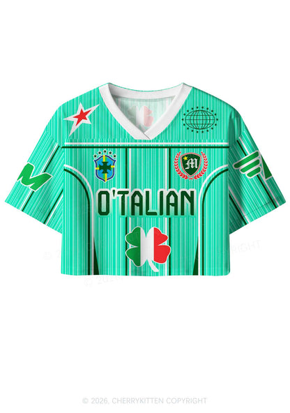 Custom OTalian Shamrock St Patricks Y2K Crop Sport Jersey Shirts Cherrykitten