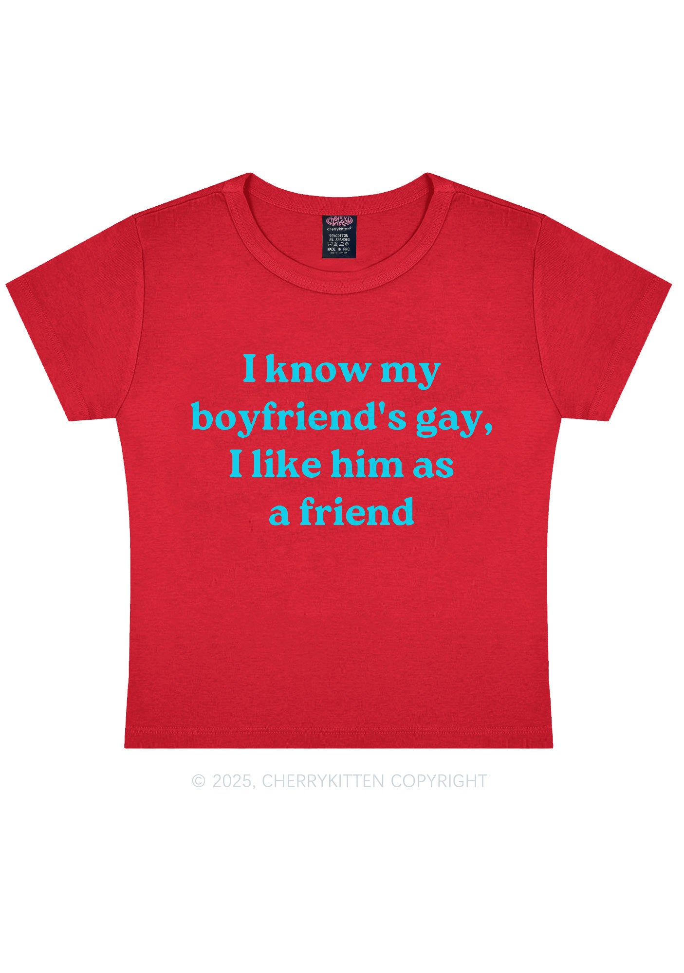 I Know My BF Is Gay Pride Y2K Baby Tee Cherrykitten