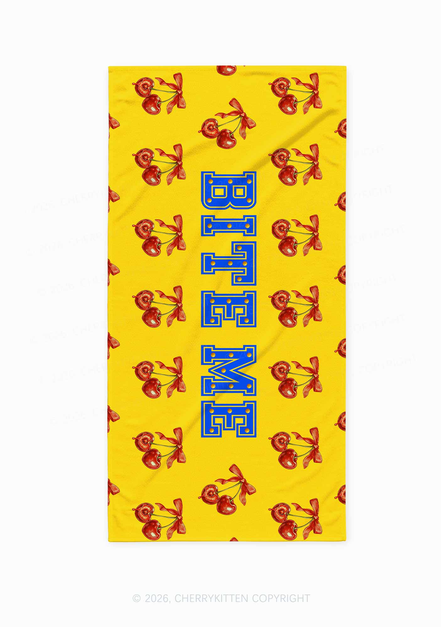 Yellow Bite Me Y2K Beach Towel Cherrykitten