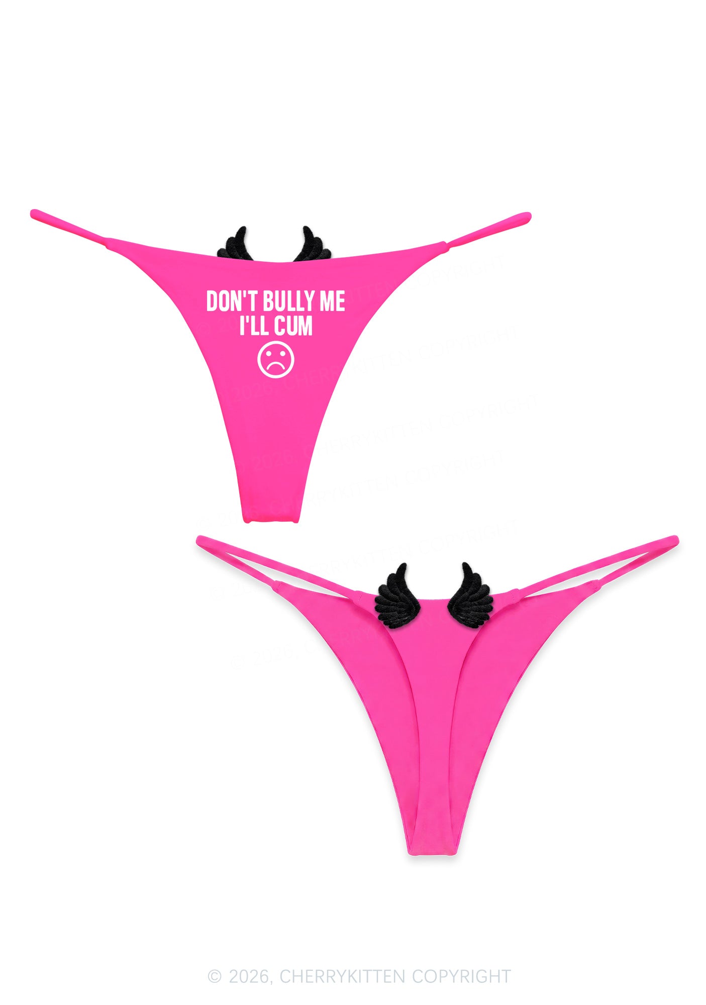 Dont Bully Me Y2K Goth Angel Wings Bikini String Thong Cherrykitten