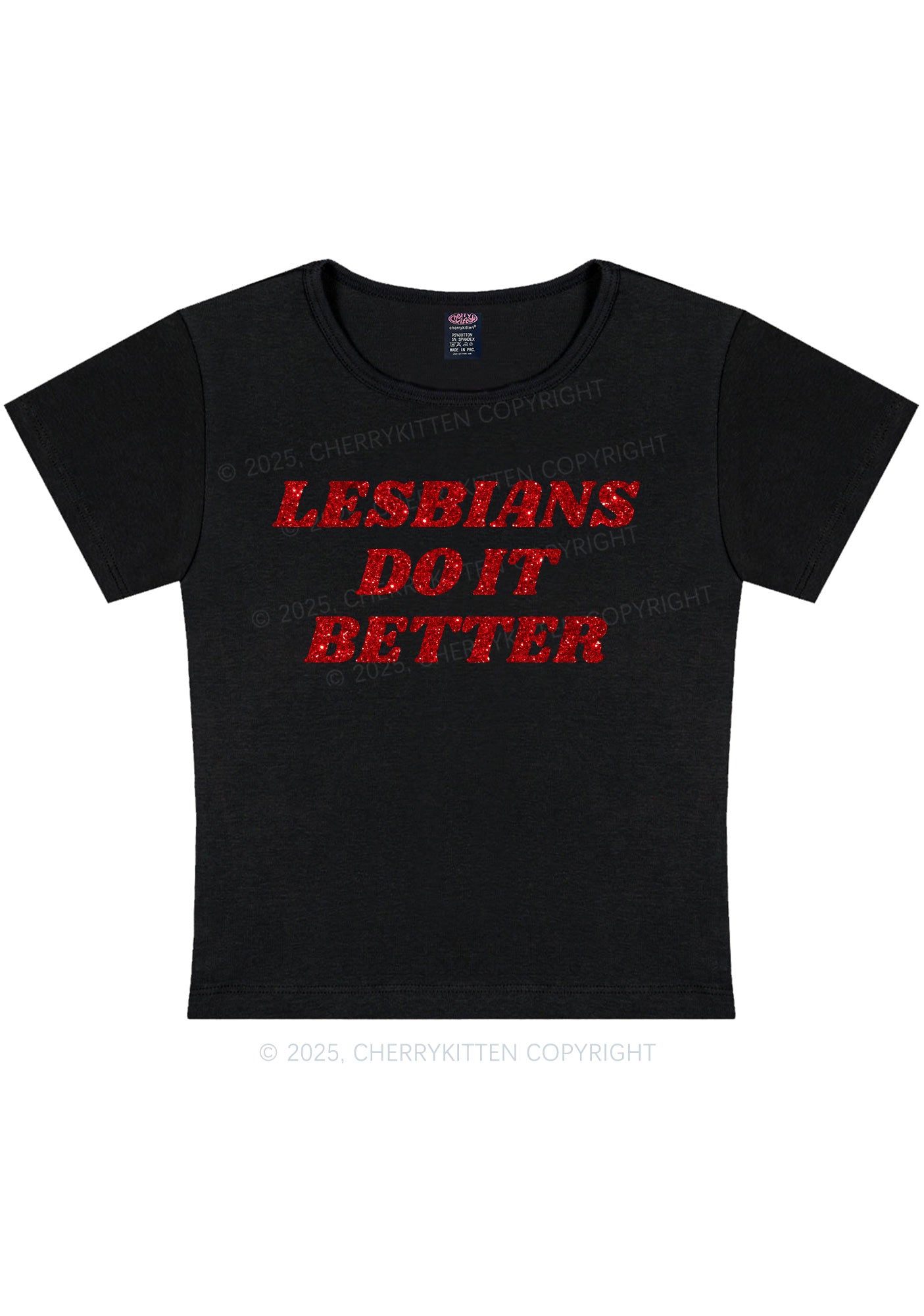 Glitter Lesbians Do It Better Pride Y2K Baby Tee Cherrykitten