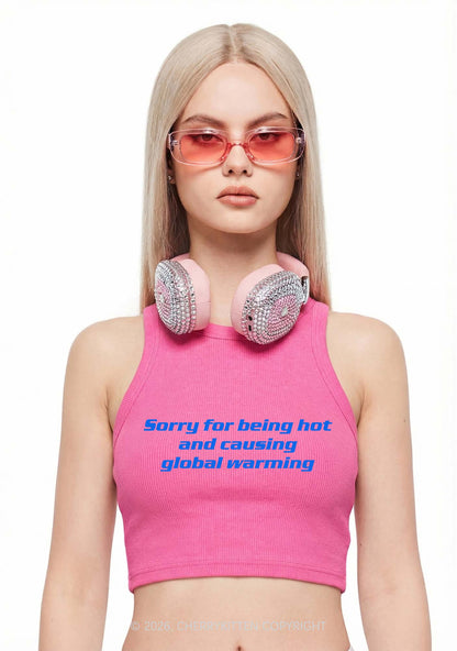 Sorry For Causing Global Warming Y2K Crop Tank Top Cherrykitten