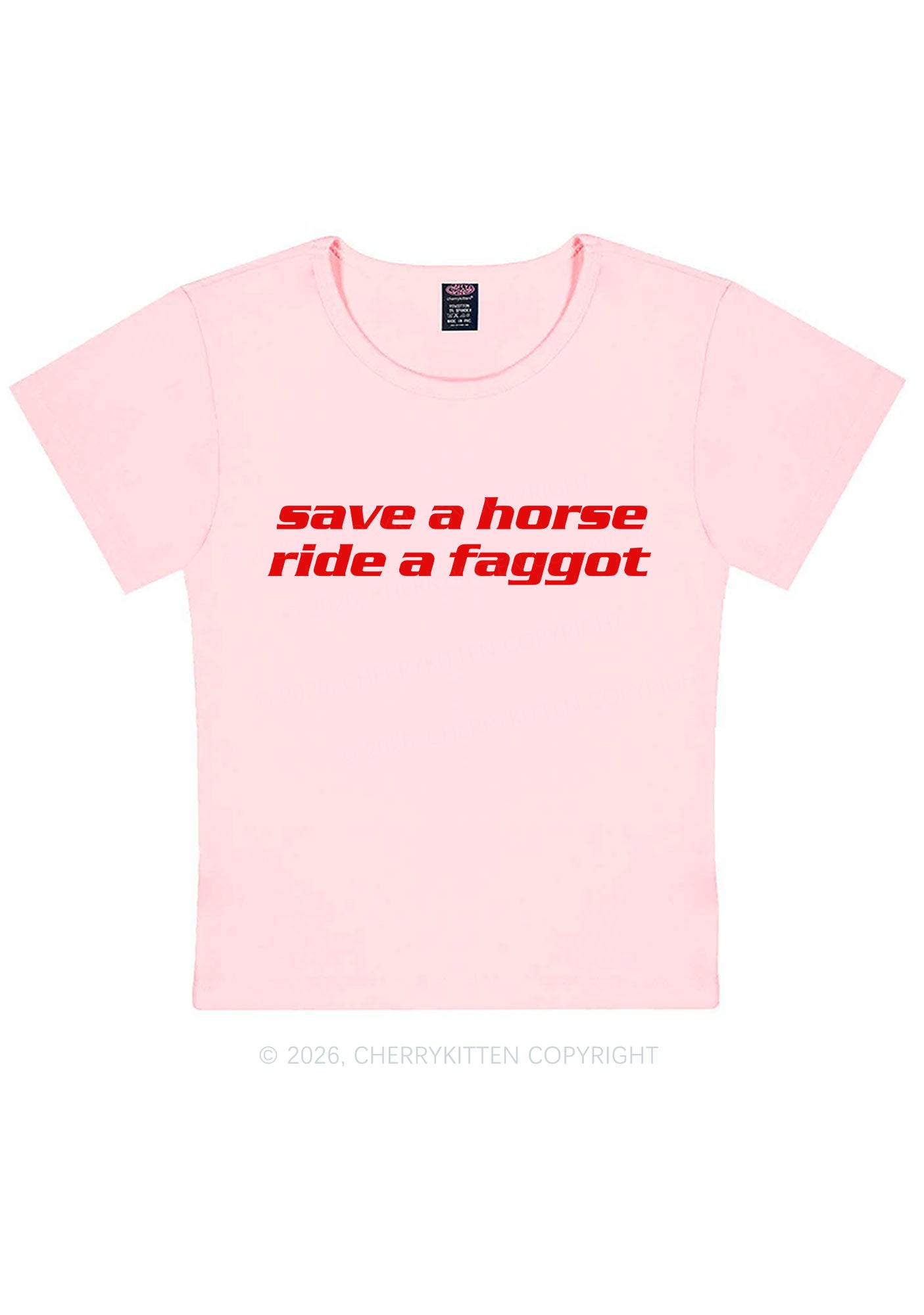 Save Horse Ride Faggot Pride Y2K Baby Tee Cherrykitten