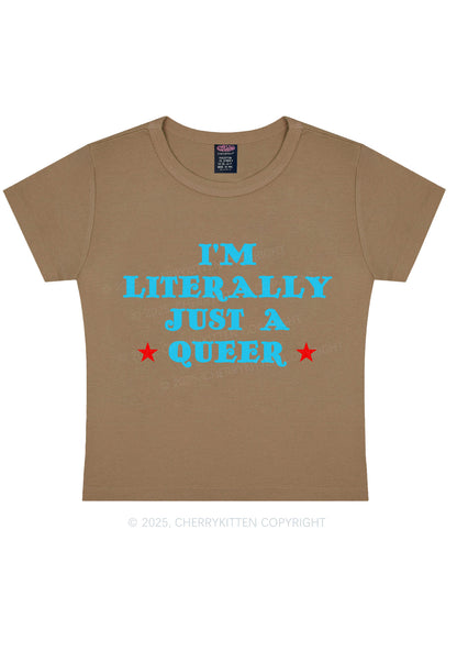 Just A Queer Pride Y2K Baby Tee Cherrykitten