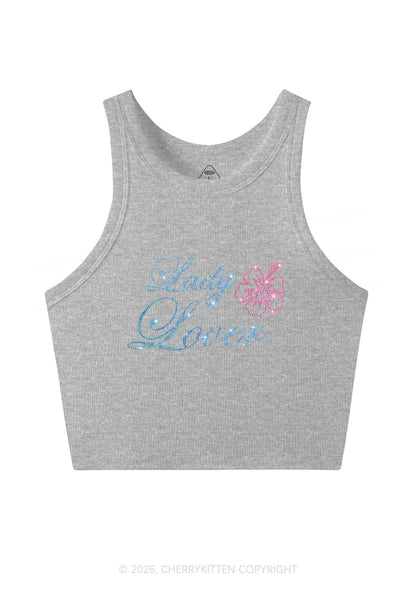 Rhinestone Lady Lover Pride Y2K Crop Tank Top Cherrykitten