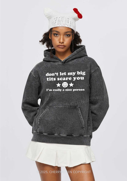 Dont Let My Big Txts Scare You Y2K Washed Hoodie Cherrykitten