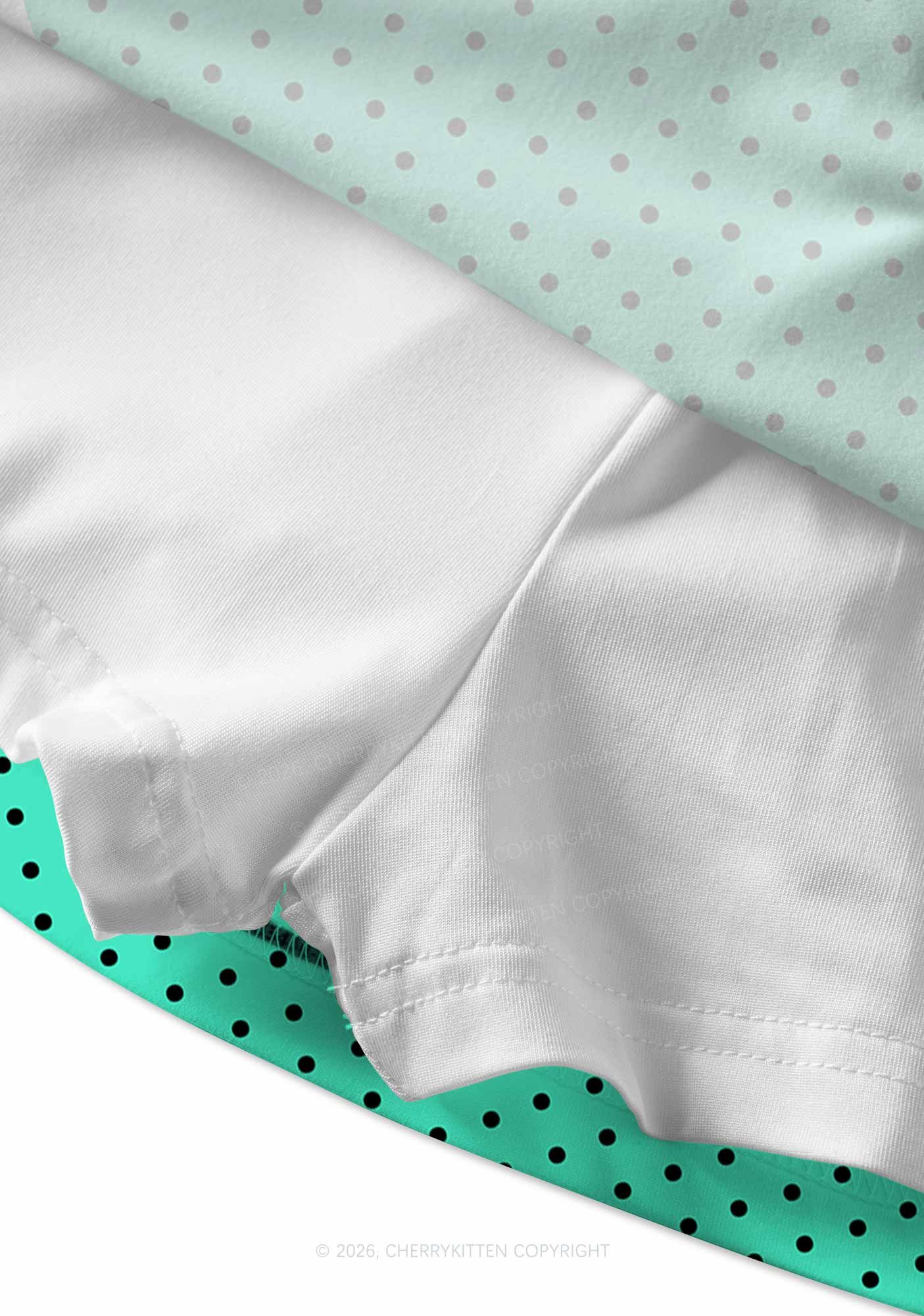 Black Dots On Aqua Green Y2K Print Mini Skirt Cherrykitten