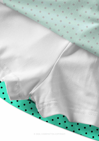 Black Dots On Aqua Green Y2K Print Mini Skirt Cherrykitten