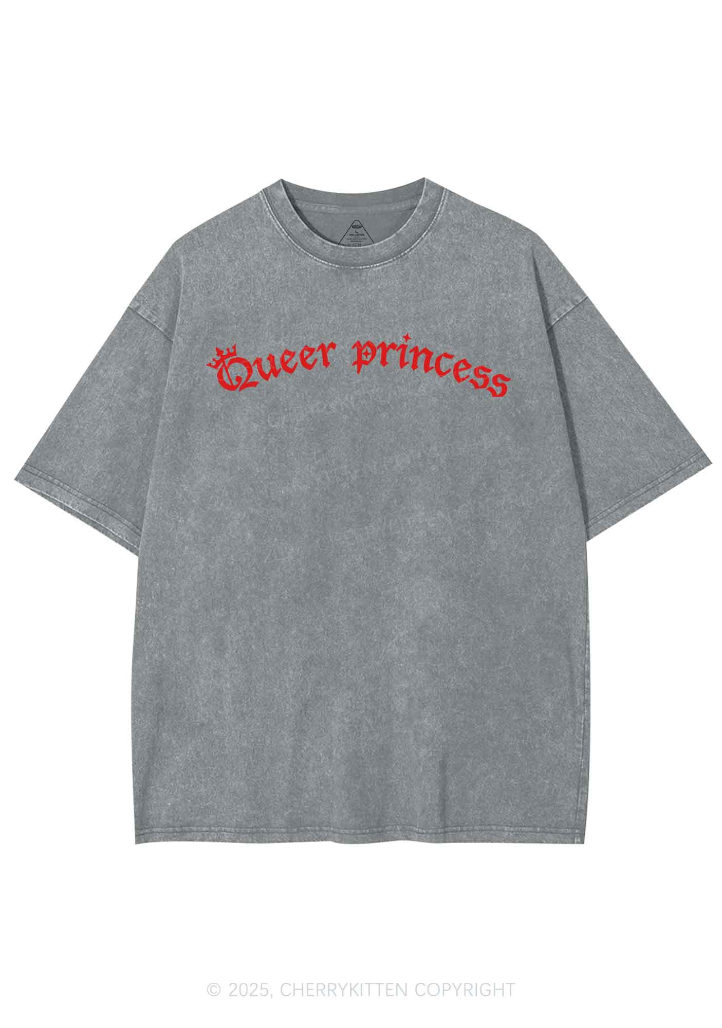 Gothic Queer Princess Pride Y2K Shirts Washed Tee Cherrykitten