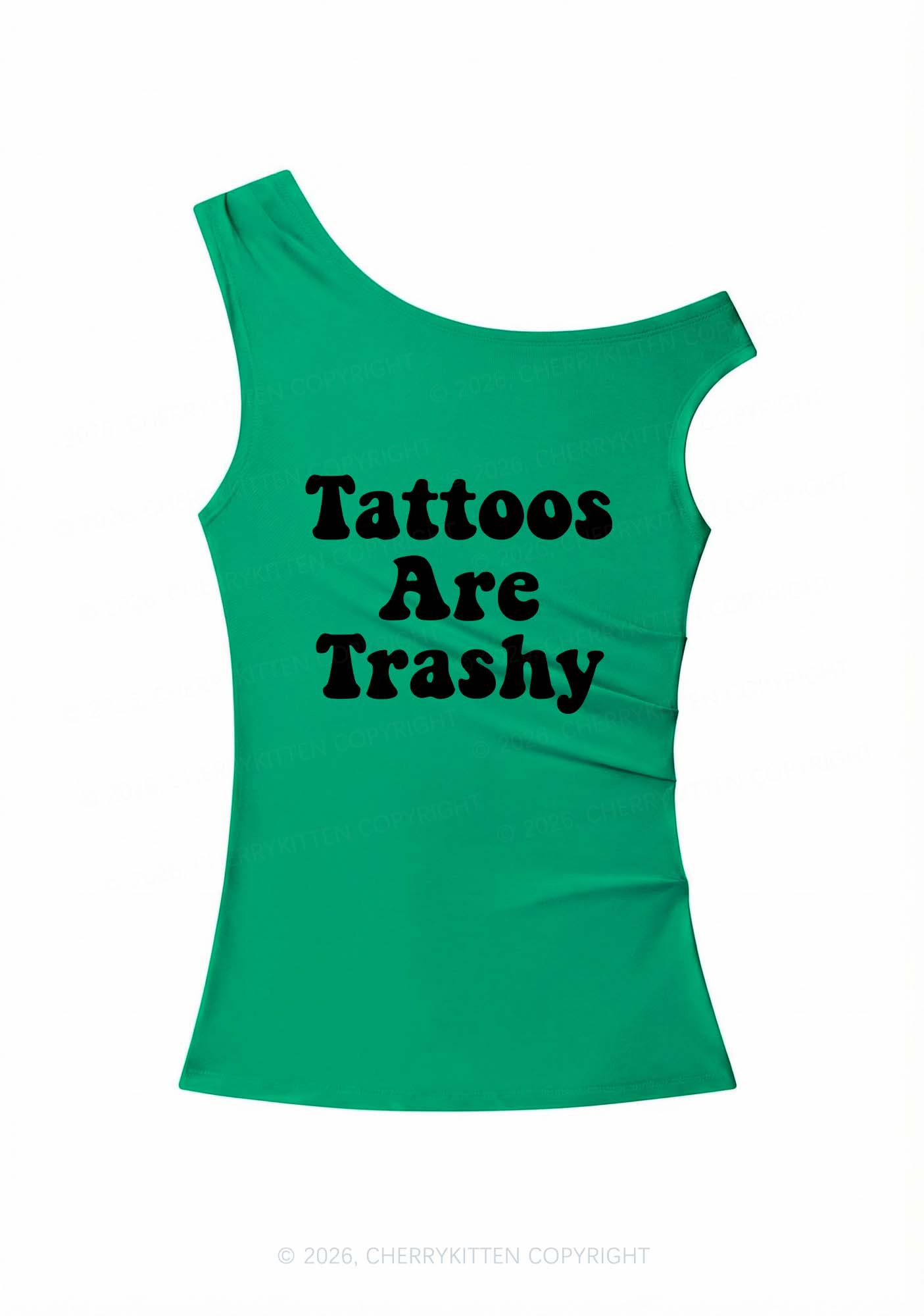 Tattoos Are Trashy Y2K Off Shoulder Tank Top Cherrykitten
