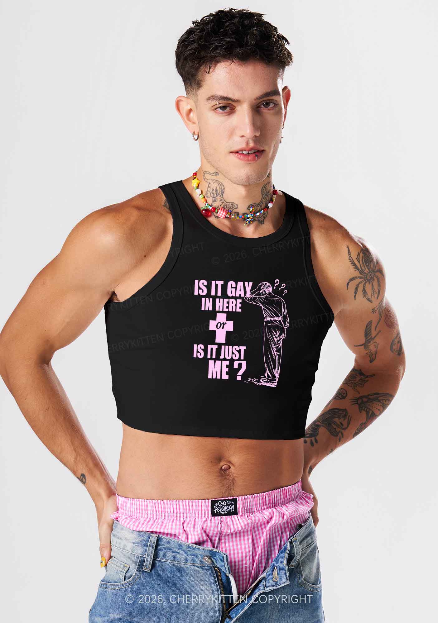 Is It Gay In Here Pride Y2K Crop Tank Top Cherrykitten
