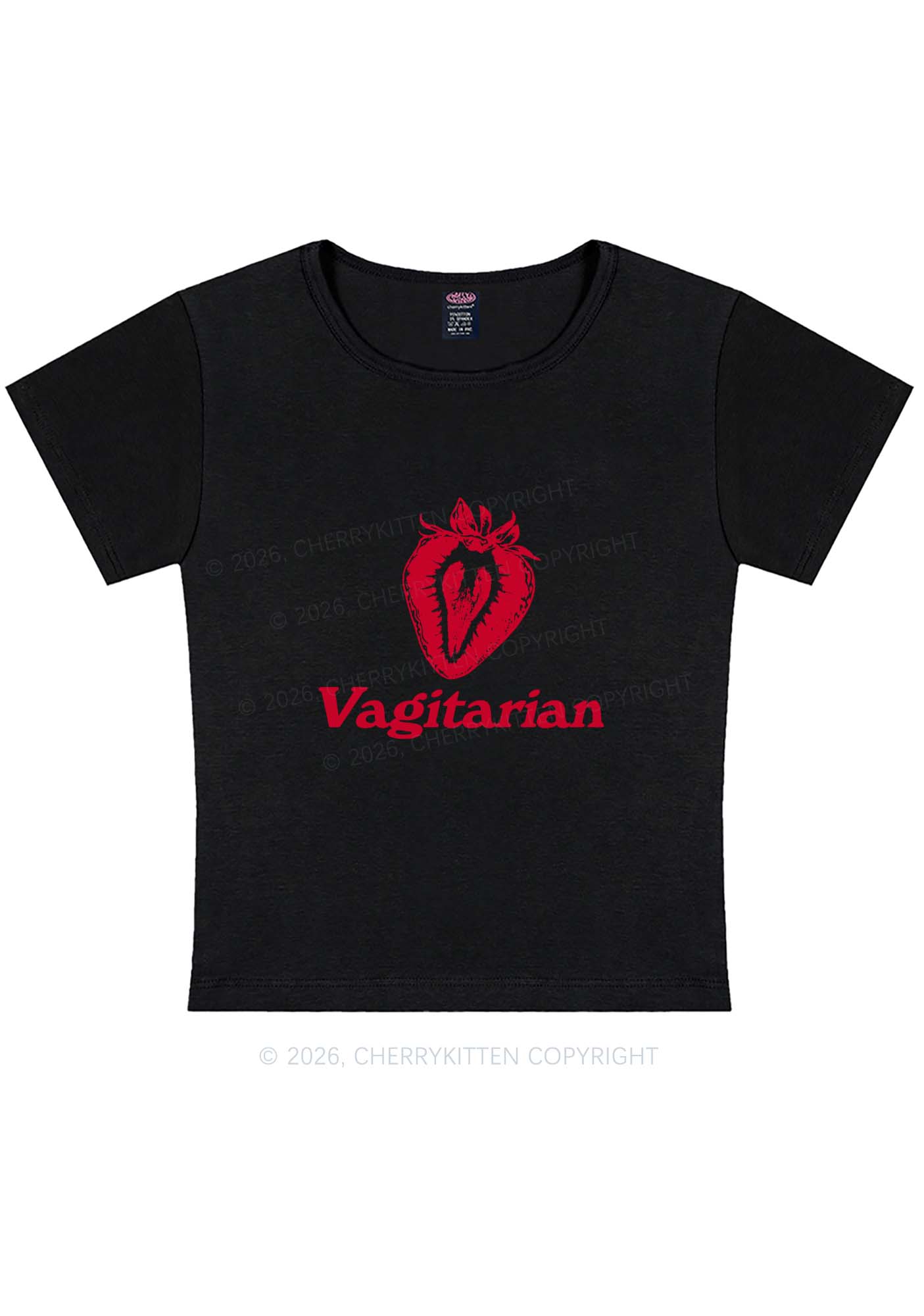 Vagitarian Strawberry Pride Y2K Baby Tee Cherrykitten