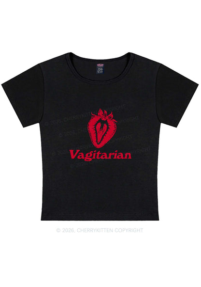 Vagitarian Strawberry Pride Y2K Baby Tee Cherrykitten