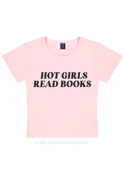 Hot Girls Read Books Y2K Baby Tee Cherrykitten