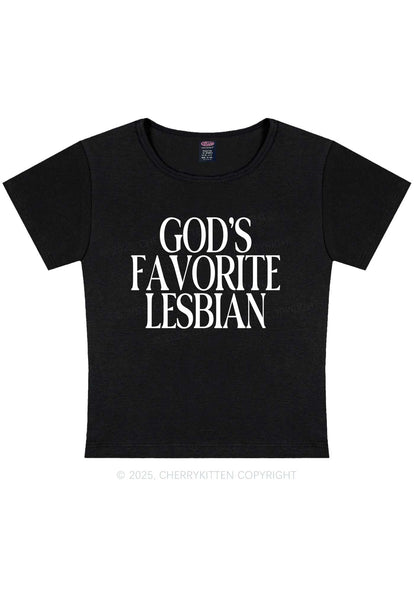 Gods Favorite Lesbian Pride Y2K Baby Tee Cherrykitten