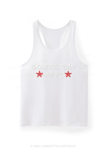 Rhinestone Sounds Gay Pride Y2K Men Racerback Tank Top Cherrykitten