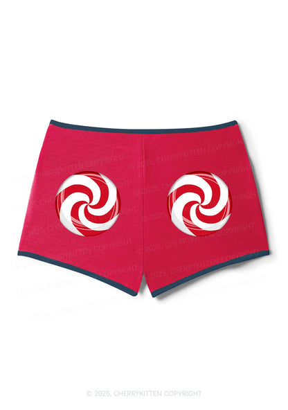 Christmas Sugar Swirl Y2K Booty Shorts Cherrykitten