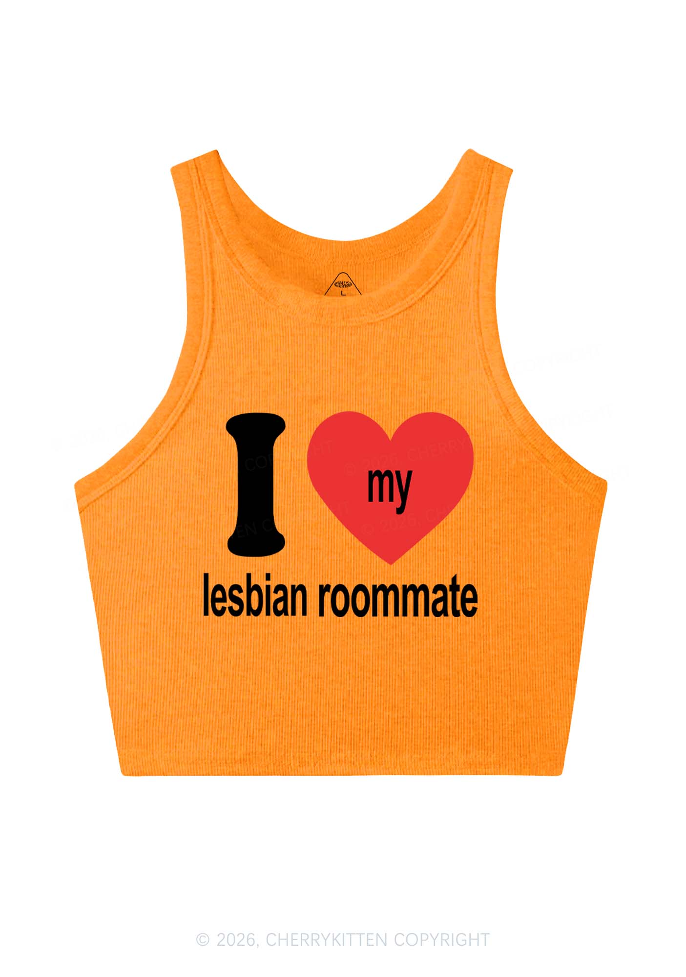 I Love My Lesbian Roommate Pride Y2K Crop Tank Top Cherrykitten