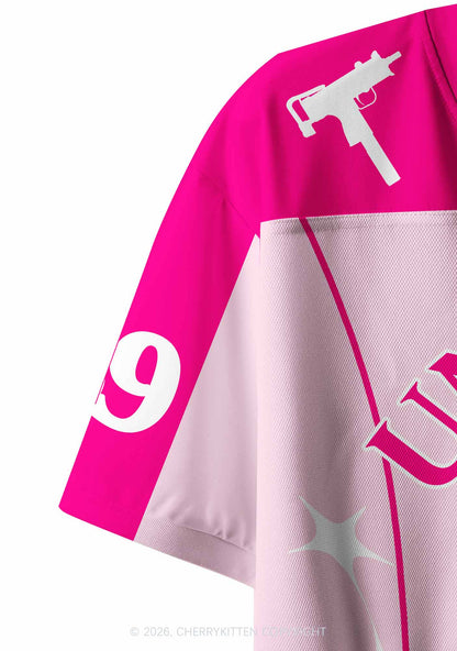Undiagnosed But Something Aint Right Y2K Crop Sport Jersey Shirts Cherrykitten