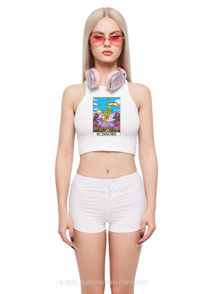 Yellow Scissors Pride Y2K Crop Tank Top Cherrykitten