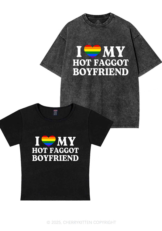 Love My Hot Faggot BF Y2K Valentine's Day Couple Shirt Cherrykitten