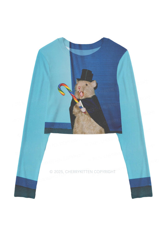 Gentleman Ratz Y2K Mesh Long Sleeve Crop Top Cherrykitten