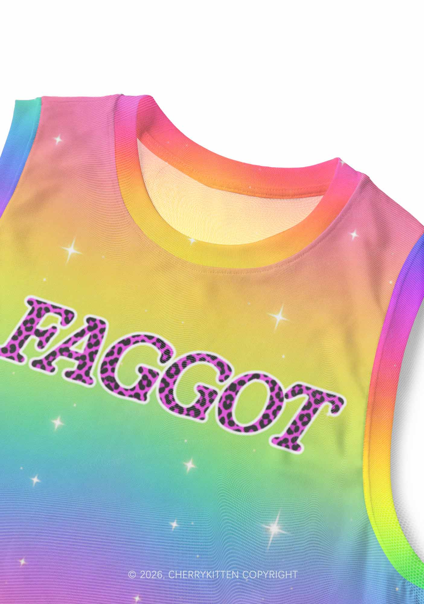 Rainbow Faggot Pride Y2K Mesh Muscle Tank Cherrykitten