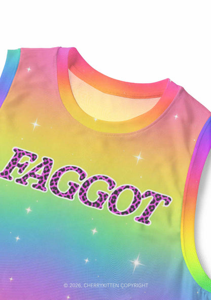 Rainbow Faggot Pride Y2K Mesh Muscle Tank Cherrykitten