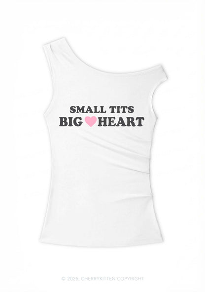 Small But Big Heart Y2K Off Shoulder Tank Top Cherrykitten