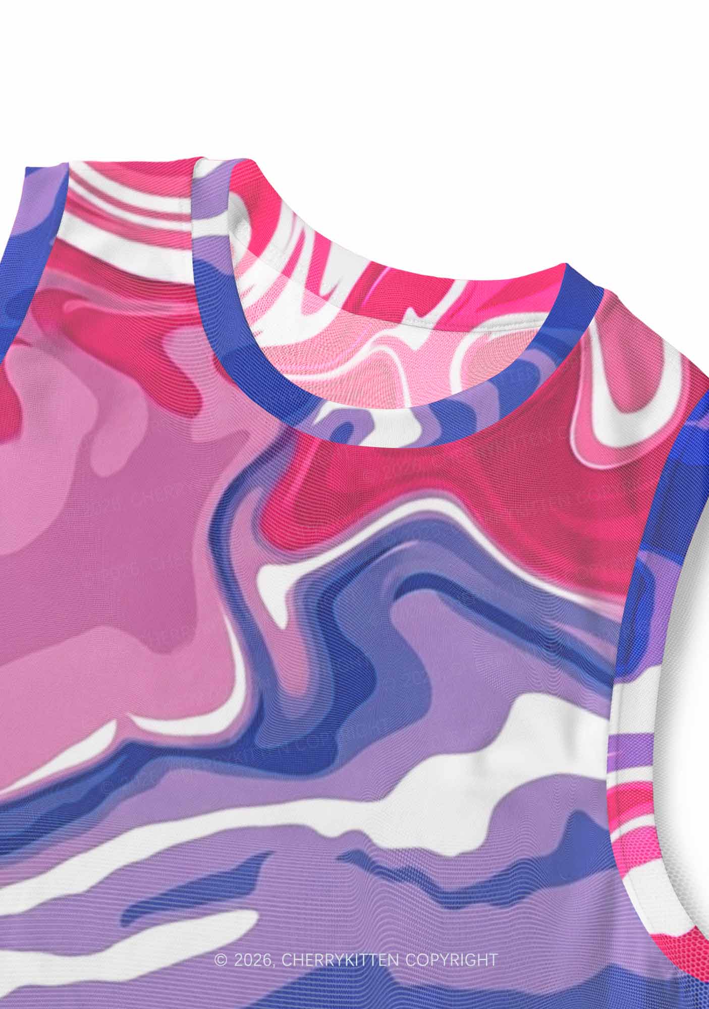 Bisexual Liquid Tie Dye Pride Y2K Mesh Muscle Tank Cherrykitten